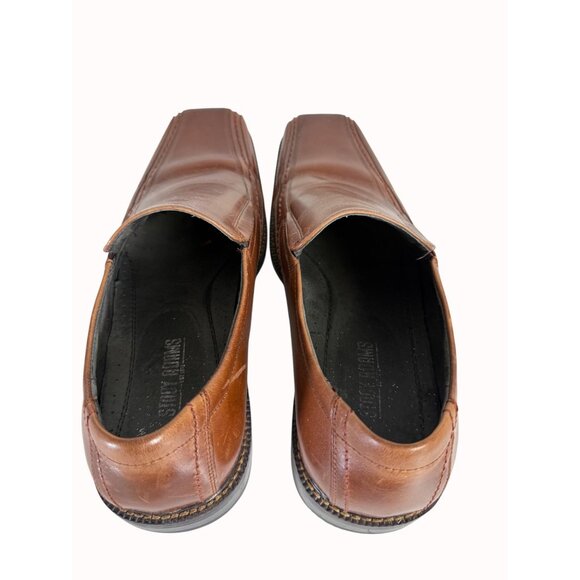 Stacy Adams Mens Loafers Size 10.5M Cognac Leather Slip On Square Toe Shoes - Picture 9 of 14